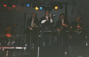 A hard-blowin' Power of 10 horn section from a few years back: L-R, Joe Alley, Jeff Carver, Mike Sav